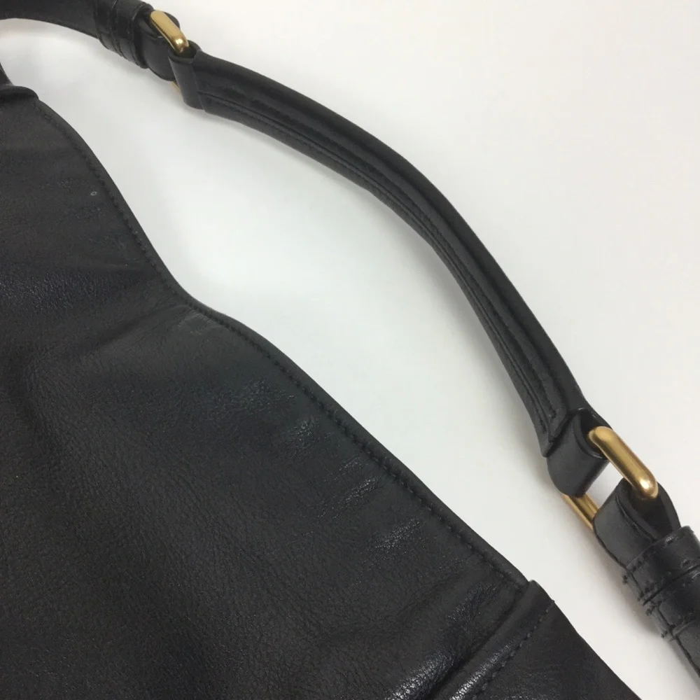 MARC JACOBS Large Black Leather Shoulder Handbag Hobo bag Tote